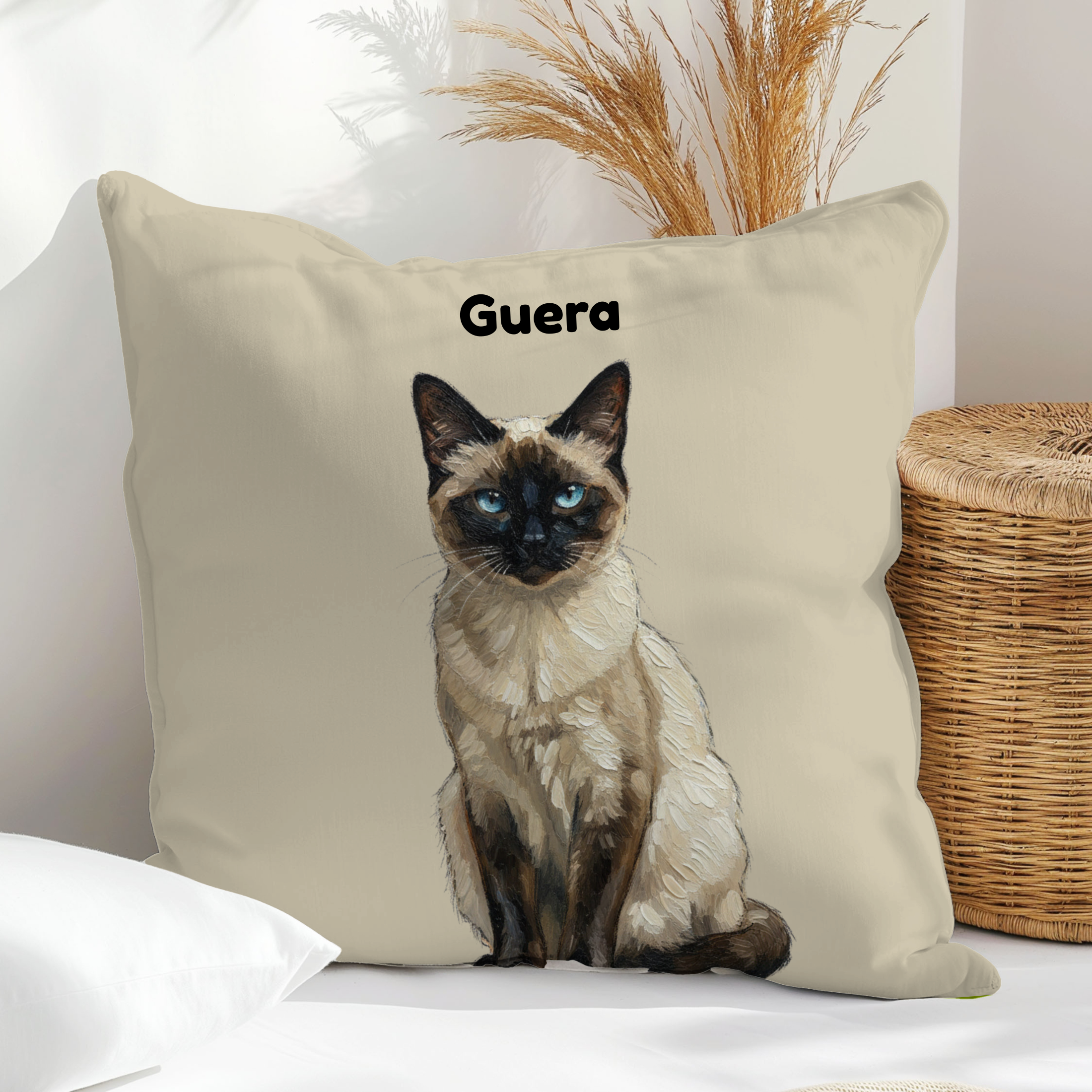 Cojín personalizado con la ilustración de tu mascota  en estilo contemporáneo                -Empieza a personalizar el cojín con el retrato de tu mascota.