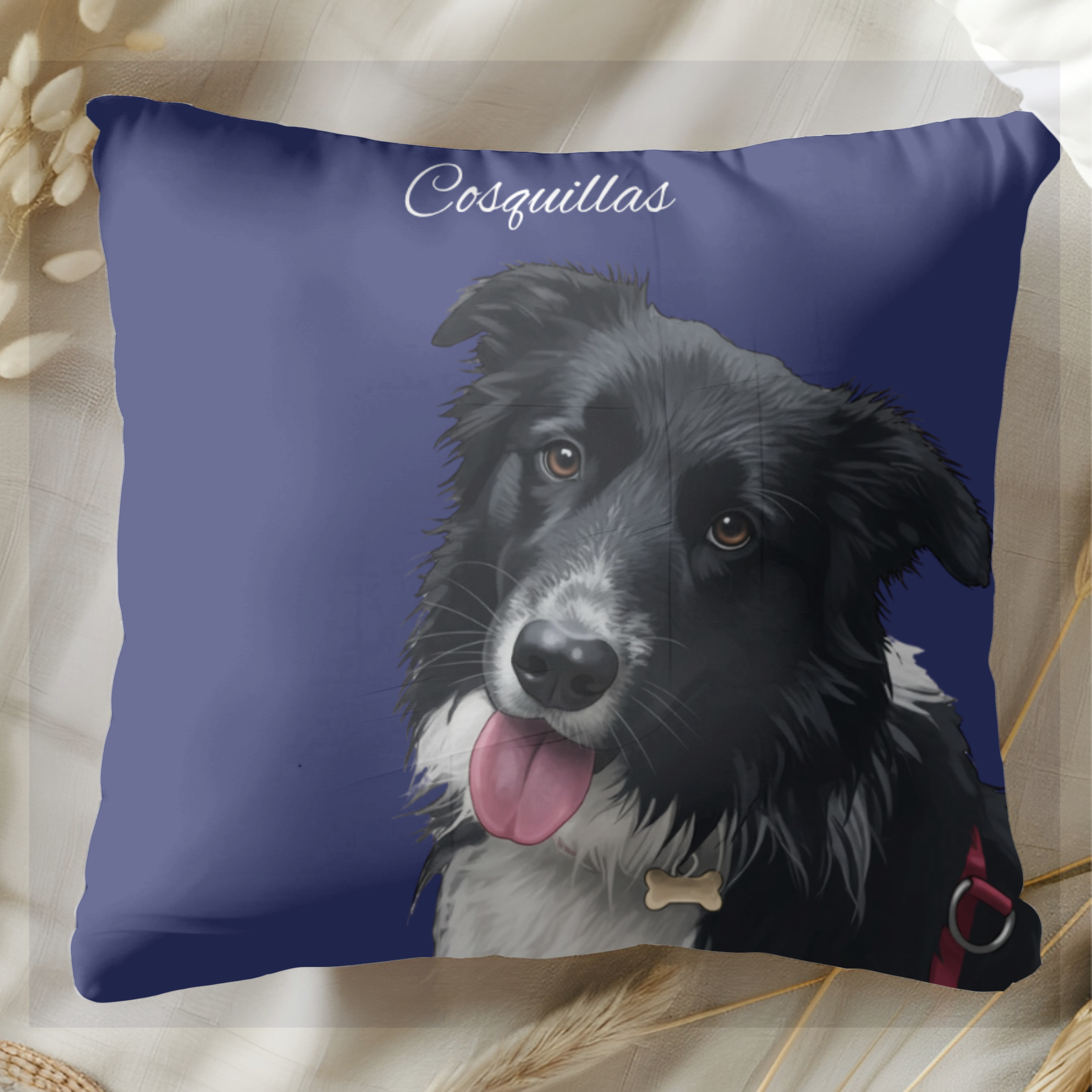 Cojín personalizado con la ilustración de tu mascota  en estilo contemporáneo                -Empieza a personalizar el cojín con el retrato de tu mascota.