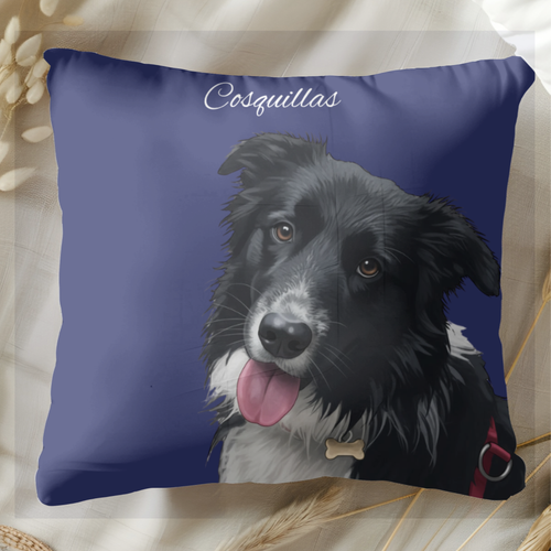 Cojín personalizado con la ilustración de tu mascota  en estilo contemporáneo                -Empieza a personalizar el cojín con el retrato de tu mascota.